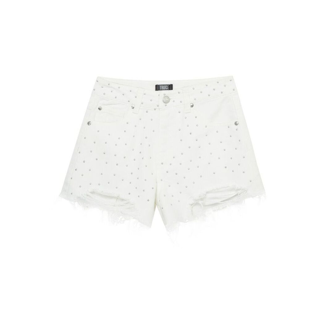 Truce Girls  Studded Fringe Short, White